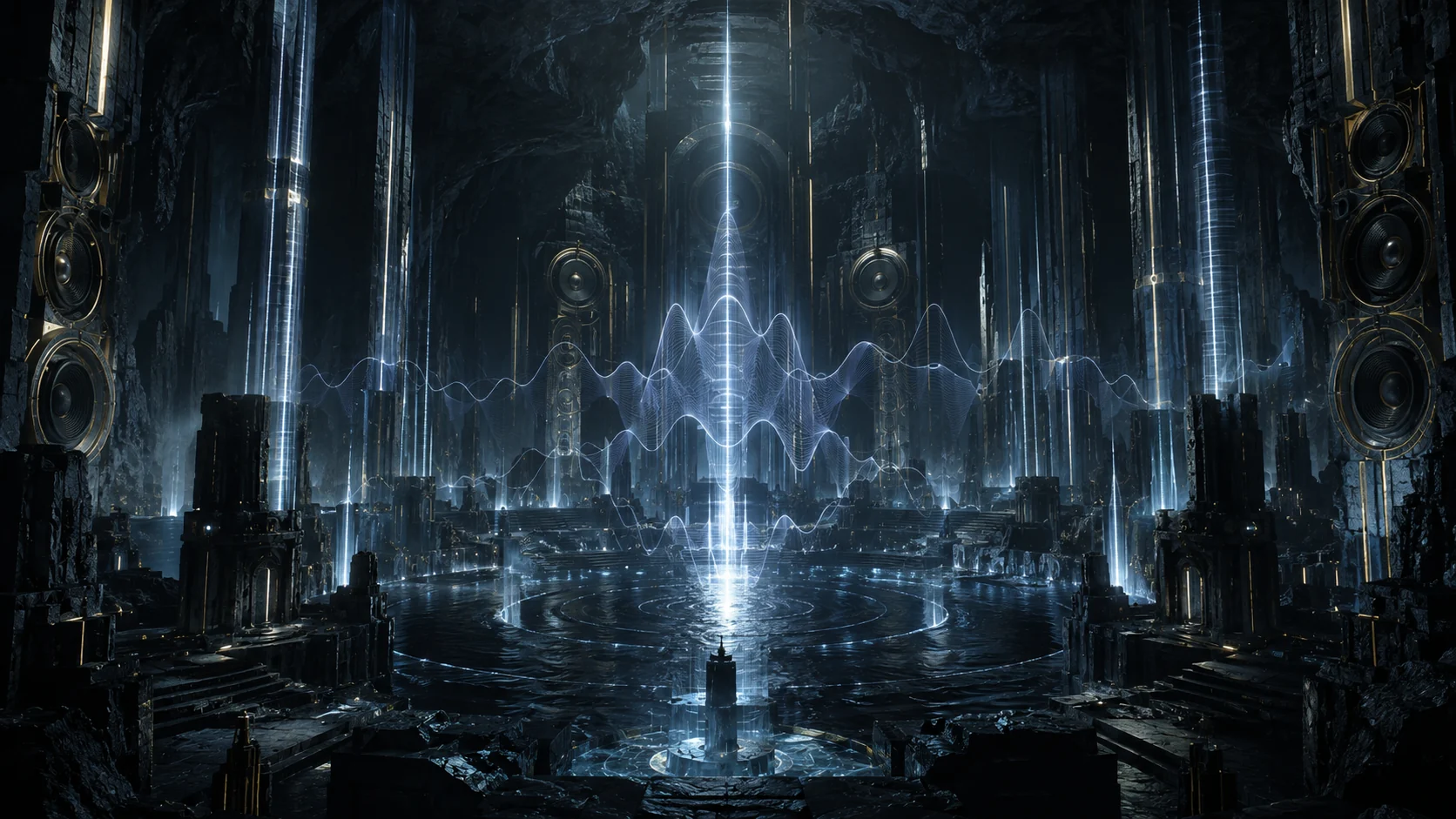 Cathedral-like chamber with waveform energy